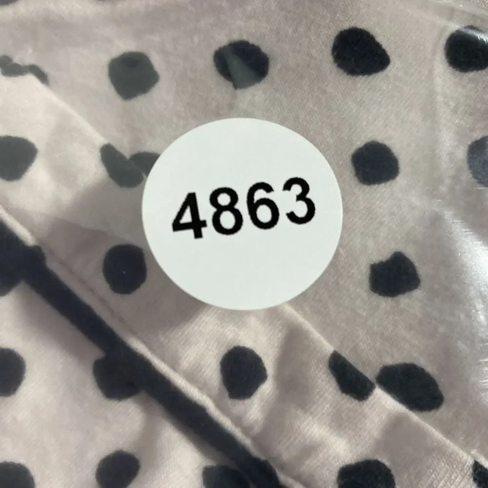 Kate Spade M Top Night Shirt Blush Pink Black Polka Dot Pocket Button Down Loung